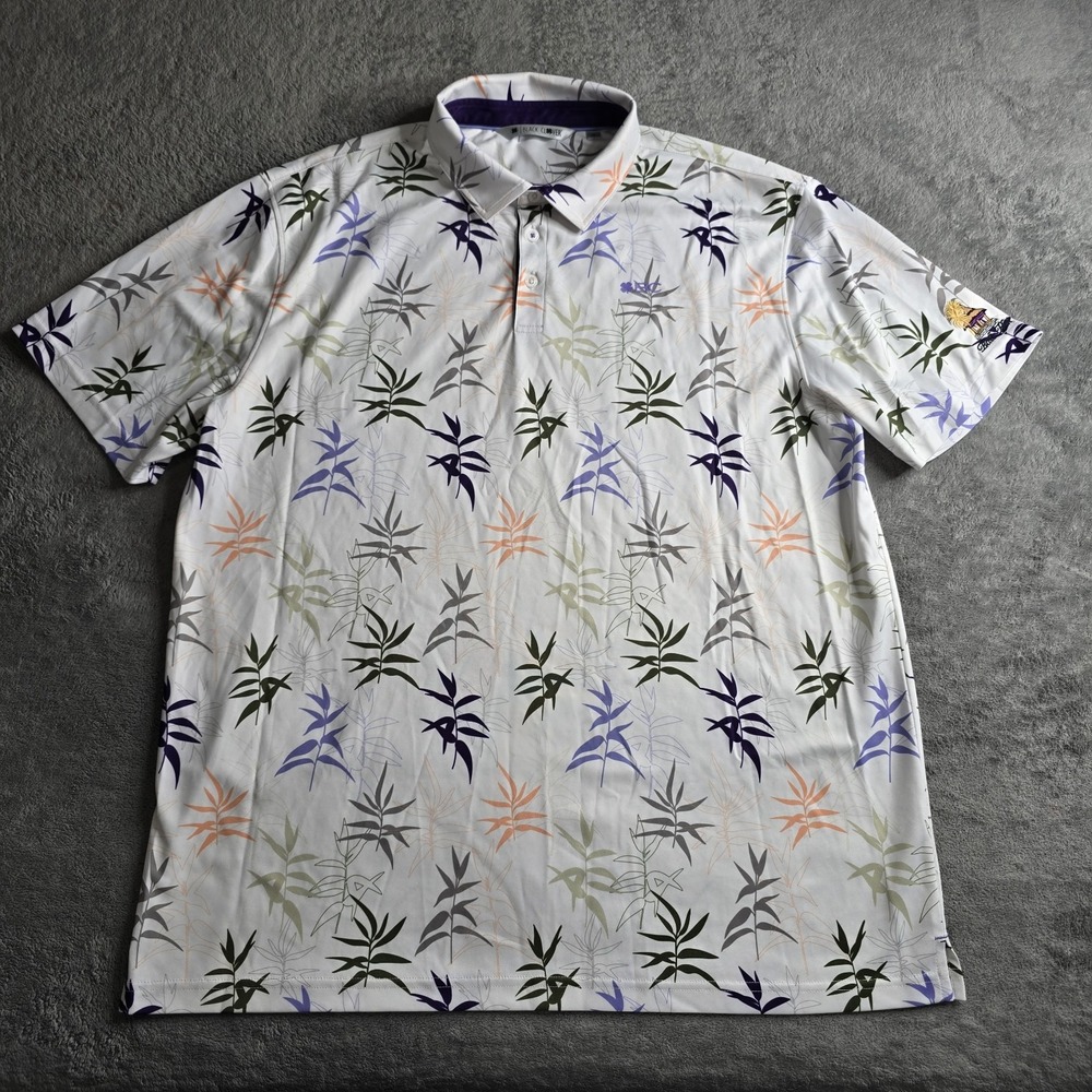 Black Clover Golf Polo Mens XL White Happy Bamboo Bali Hai S/S Performance